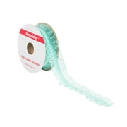 Simplicity Trim, Aqua 1 inch Double Sheer Ruffled Elastic Trim Great for Apparel, Home Decorating, and Crafts, 3 Yards, 1 Each